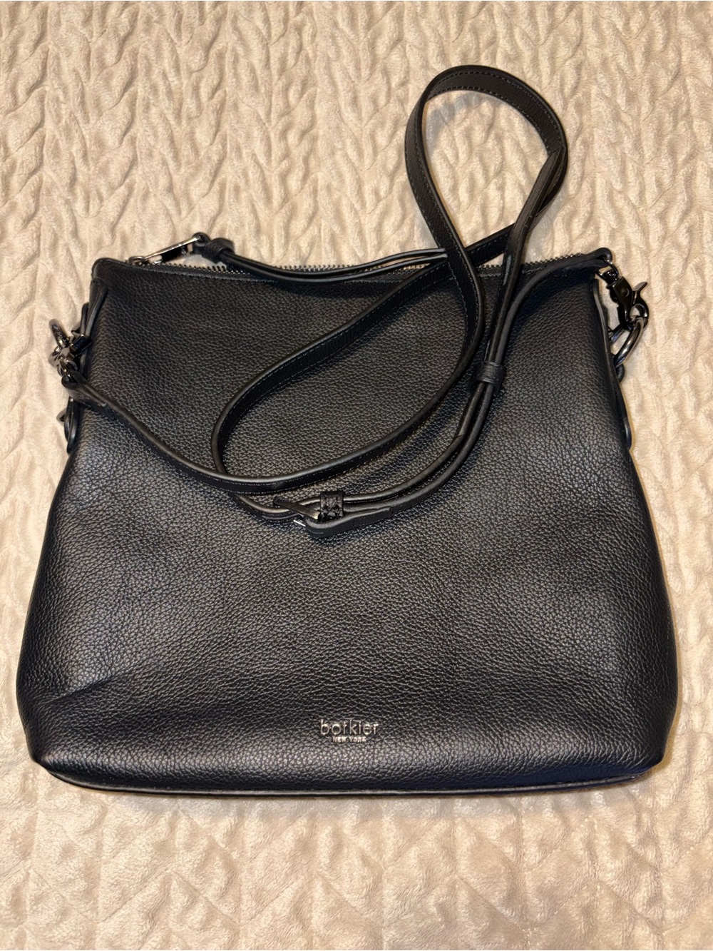Botkier Black Pebbled Leather Shoulder Bag with Adjustable Strap